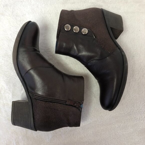 Dorking By Fluchos Brown Leather Heeled Booties Size 37 (6.5 US) - Picture 5 of 10